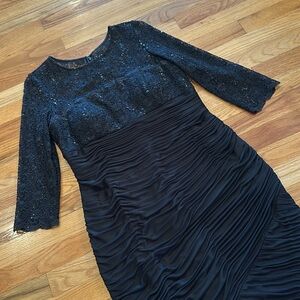 This dress is beautiful!! Black/lace/sequins/ruching/bustier